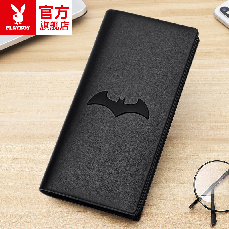 Floral Playboy men's wallet 2022 new cow leather money clip long version student youth handmade fashion cartoon leather clip