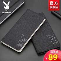 Playboy mens wallet 2021 new long canvas student fashion leather Korean version simple wallet tide brand