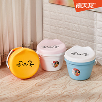 Xitianlong Doodle bucket stool Plastic cartoon storage stool Childrens toy round storage stool cute small can sit