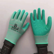 Left and right hand #380-7 green nylon latex wrinkles wear-resistant non-slip mens labor protection gloves