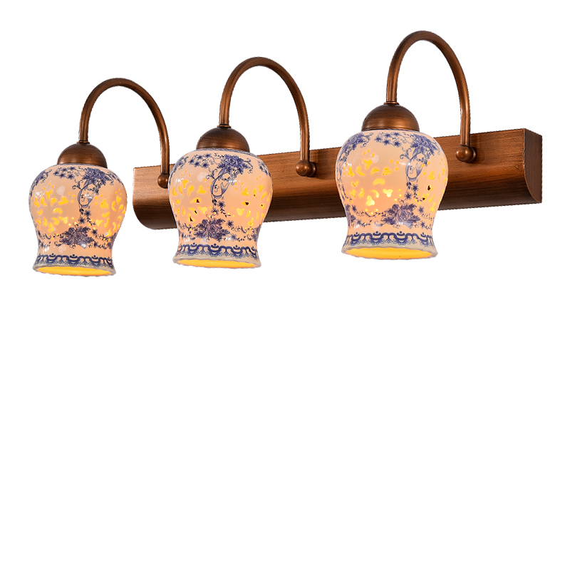 Chinese mirror headlight Powder room Powder room fitting room Toilet Bathroom Mirror headlight LED bulb translucent ceramic