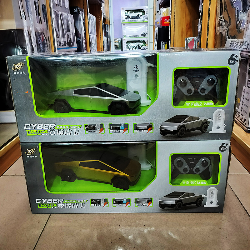 Tesla Off-Road Remote Control Car Cybertruck New Energy Charging Pile Racing Children's Toy Car Boy Gift
