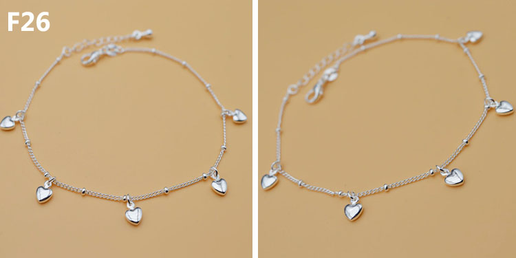 Vòng chân bạc 925 sterling nữ phiên bản tiếng Hàn của chuông đôi hộp trang sức bạc dễ thương hoang dã tươi retro đơn giản lắc chân nữ hàn quốc