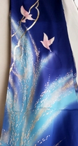 Writers Japanese Middle Ages large fursode silk kimono silk bronzing dove rose