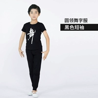 Черные штаны, круглый воротник, короткий рукав