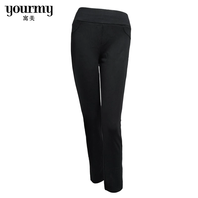 ym/ Pencil, demi-season warm trousers, black leggings