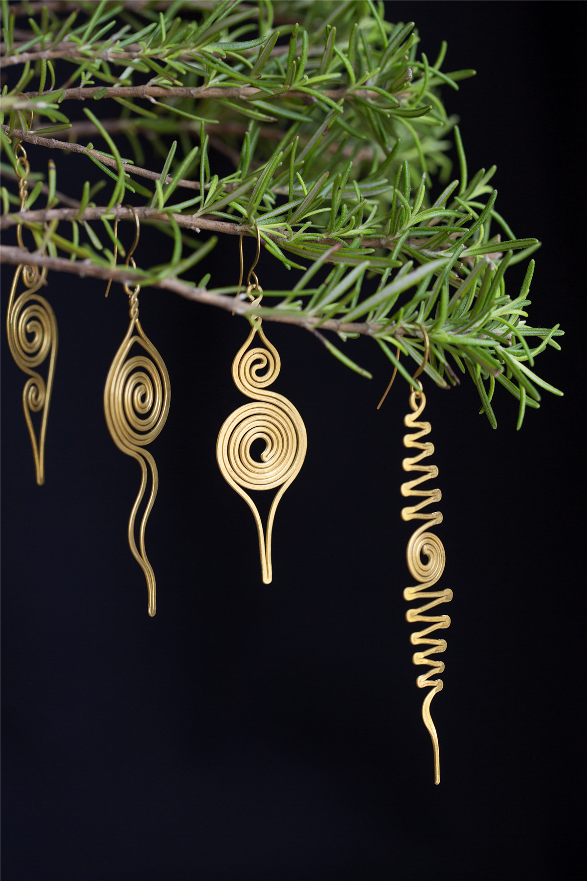 Odd grocery Thai craftsman alone hand - made pure copper earrings with ancient unique earrings