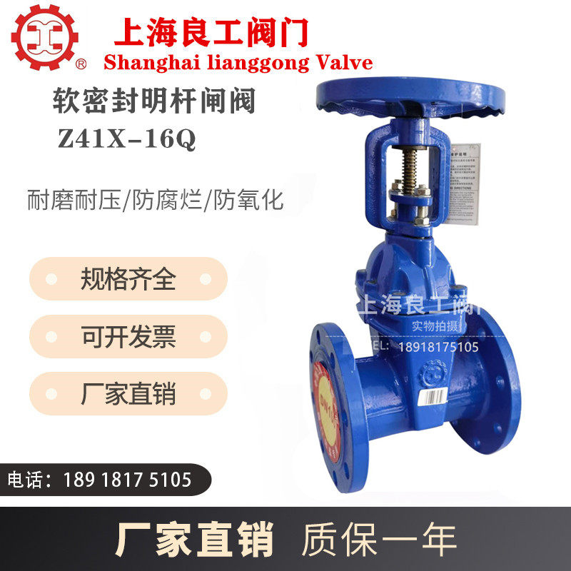 Shanghai Liangworked Valve Door Plant Z41X-16Q Ming Rod Elastic Seat Seal Gate Valve Fire Water Valve Spot