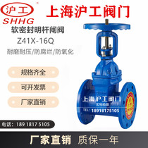Shanghai Hugong valve soft seal gate valve bright rod Z41X elastic seat seal flange sewage fire valve DN50-600