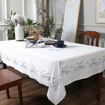 Ekelund Nordic light extravagant dining table cloth white light-coloured European-style full cotton rectangular table cloth tea table cloth table cloth
