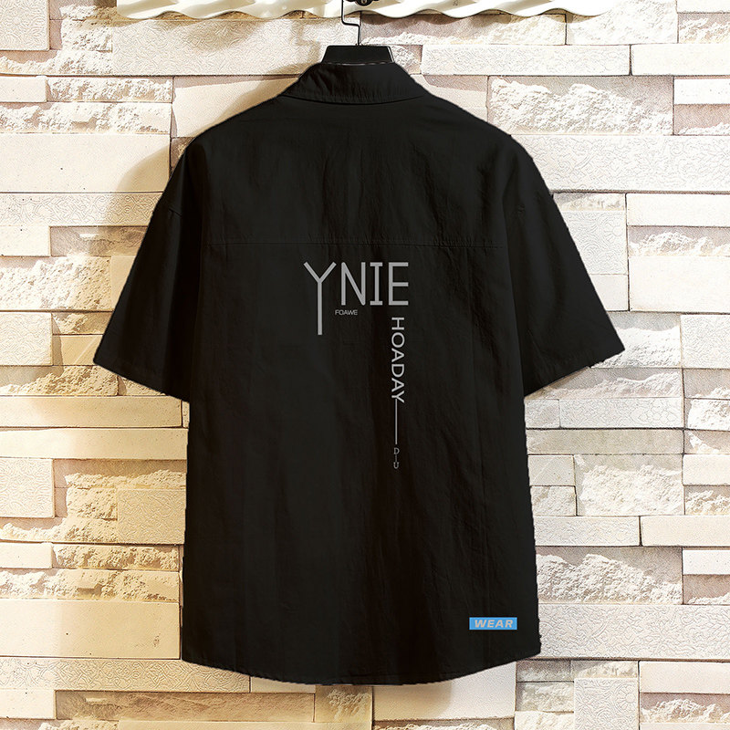 Summer short sleeve shirt male light cooked wind loose sheet Casual Jacket Fat big size handsome Korean version Trend shirt