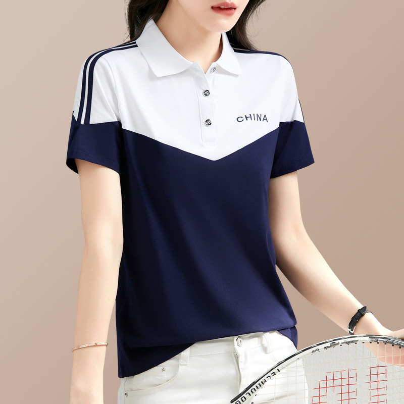 Sports Short Sleeve T-Shirt Woman Summer Turnover Polo Shirt Half Sleeve 2022 New Stylish Golf Tennis Suit Blouse 