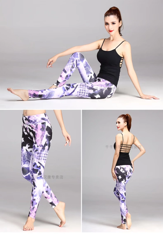 Hàng ngàn quần áo yoga tinh thần khiêu vũ quần yoga bó sát thể thao phụ nữ thường xuyên chạy quần thể dục in ấn là bước chân mỏng quần