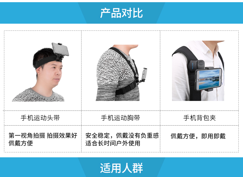 Đầu gắn điện thoại di động cố định khung chụp ngực gắn video trực tiếp video clip headband với dây đeo ngực ba lô phụ kiện clip - Phụ kiện điện thoại di động ốp lưng oppo a71