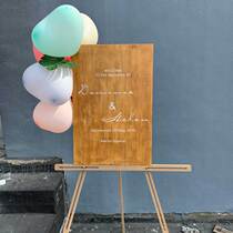Mori wedding props outdoor lawn pastoral wedding welcome card European welcome card wooden sign can be customized