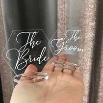 Custom Creative Wedding Acrylic Nameplate Seat Card Shooting Props Transparent Greeting Card to Brand Groom Bride