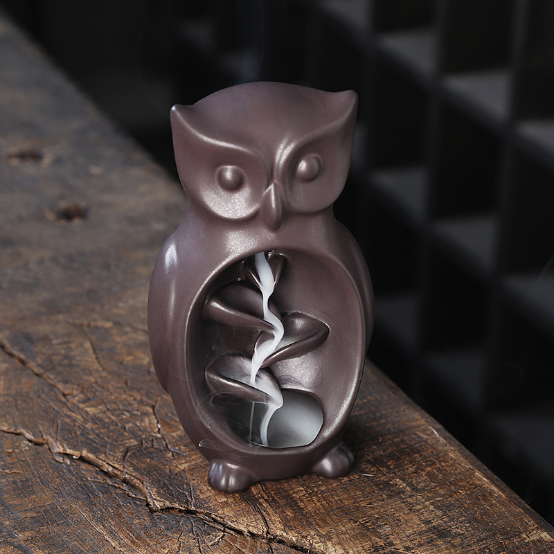 Ceramic smoke backflow incense burner backflow incense burner owl personality ins modern tea room living room home decoration ornaments