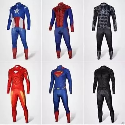 Batman Superman Black Red Spider-Man Iron Man Captain America Long Sleeve Cycling Suit Mountain Bike Suit