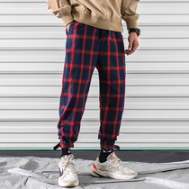 Pants Mens Han version Trend Spring Relaxed National Tide Casual Straight Tube Bungling Pants Teen Retro Plaid Workwear Pants