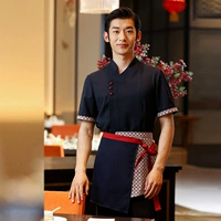 Синий фартук, короткий рукав