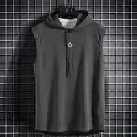 Темно -серый жилет с капюшоном