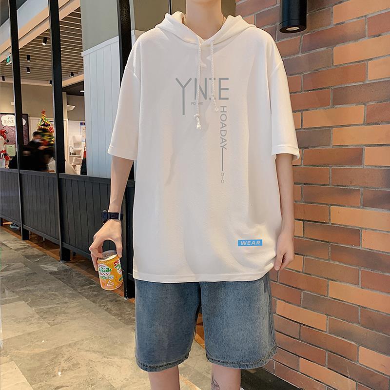 Casual and Versatile Hooded Short-Sleeved T-Shirt for Men, Summer Loose Half-Sleeved Sweatshirt, Casual Top for Slightly Chubby Junior High School Students, T-Shirt 12 Casual and Versatile Hooded Short-Sleeved T-Shirt for Men, Summer Loose Half-Sleeved Sweatshirt, Casual Top for Slightly Chubby Junior High School Students, T-Shirt 12