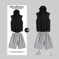 Жилет без рукавов черный+кнопки шорты черные 850