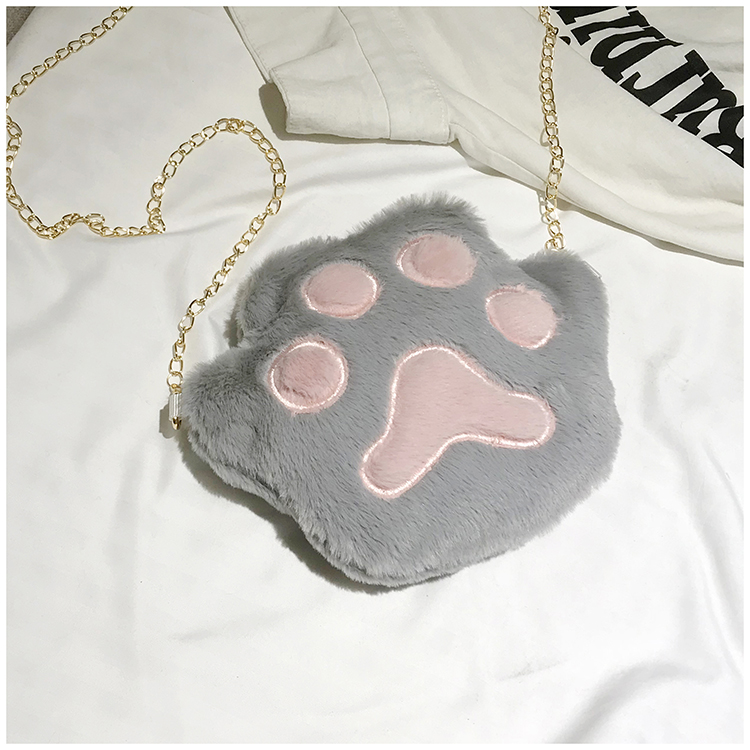 Plush New Korean Cute Bear Paw Chain Small Bag Chain Crossbody Bag display picture 15