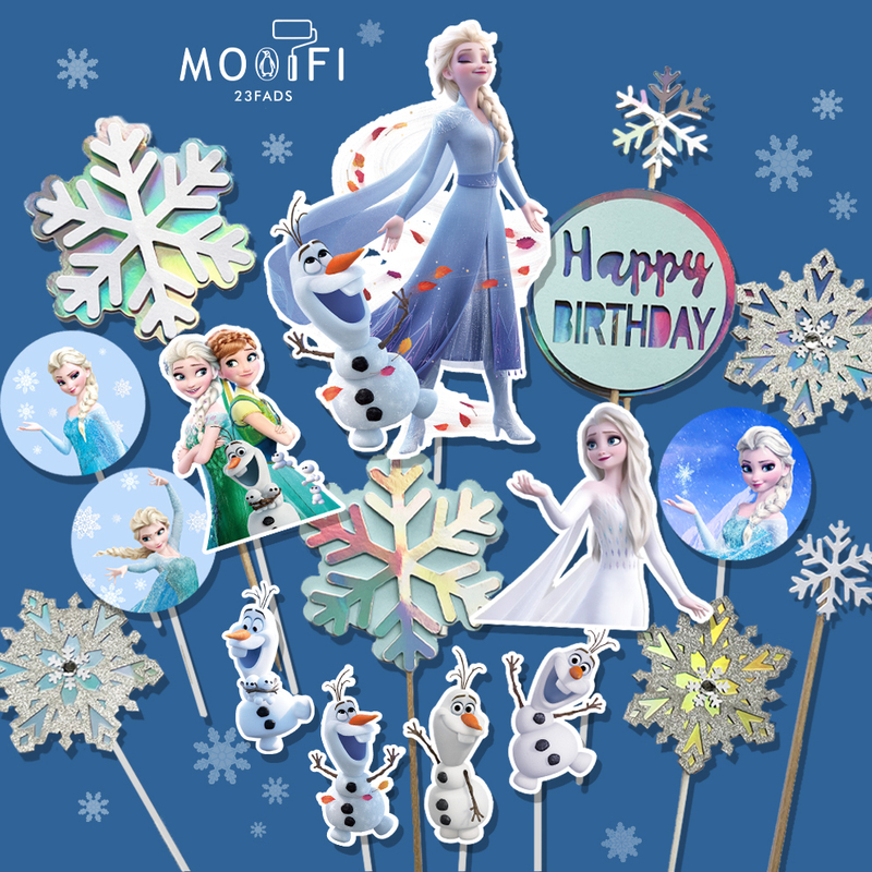 Frozen Elsa Princess Baby Girl Birthday Party Dessert Table Cake Decoration Toppers Straws Push Pop Toys