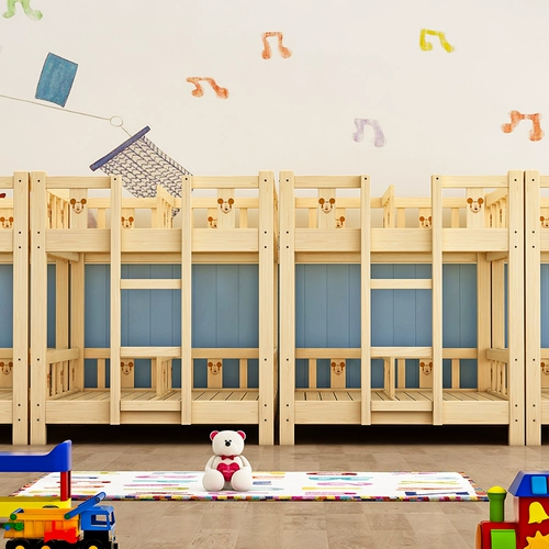 Двухэтажная кровать для детского сада из натурального дерева для школьников