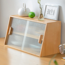 Living Room Tea Set Containing Cabinet Modern Tabletop Tea Cup Shelf Solid Wood Glass Day Type Anti Dust Tea Cabinet Tea Shelving