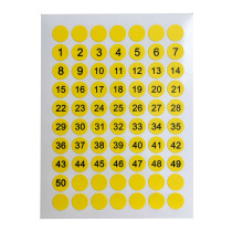 Round digital Self-adhesive sticker diameter 10mm Black word on yellow background 10 sheets per pack 1 5 yuan