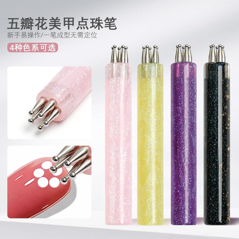 Five-Petal Flower Nail Art Dotting Pen, Polka Dot Pen, Dotting Pen for Drawing Flowers, One-Stroke Flower Pattern Nail Art Pen Tool