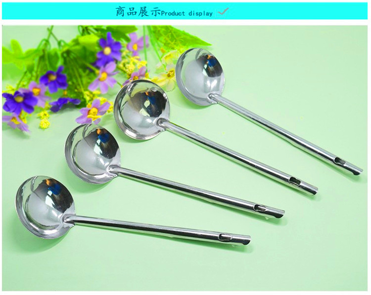 Nhà bếp bằng thép không gỉ lỗ lẩu nồi lẩu dài tay cầm muỗng lẩu súp muỗng colander bộ dụng cụ nhà bếp dụng cụ làm bếp