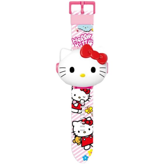 Vibrato with the same paragraph HelloKitty cat projection watch children's cartoon electronic watch boys and girls Kulomi toy watch