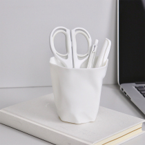 ins unprinted wind pure white personality creative pen holder stationery finishing storage large capacity dustproof makeup brush barrel tube