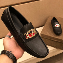 2021 summer new cool leather Bean shoes mens British Korean driving lazy mens shoes wild casual shoes