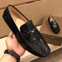 Official website joint name Liden Armani Bean shoes men 2021 spring and summer cowhide embossed casual leather shoes