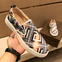 Official website joint name Liden Armani leather printing a pedal mens lazy shoes 2021 summer shoes men breathable