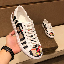 European station new cool cartoon Mickey mouse Bee Board shoes mens leather small white shoes leisure Tide brand mens shoes
