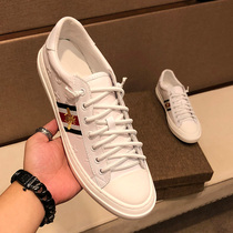 European Station 2021 Spring and Autumn New Embossed Little Bee Board Shoes Mens Trend Leather Breathable Joker White Shoes