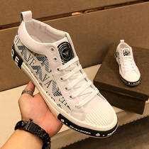 Official website joint name Liden Armani canvas shoes Mens Middle help 2021 breathable versatile small white shoes mens casual board shoes