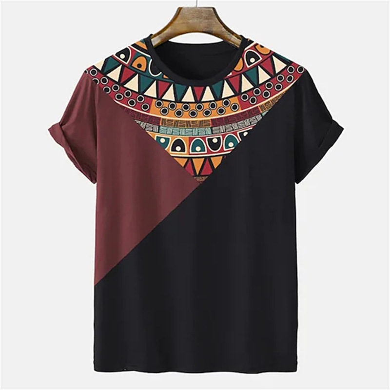 New Unisex Retro Striped 3D Printed T-Shirt Spring and Summer Short-Sleeved Top Hot Selling on Aliexpress