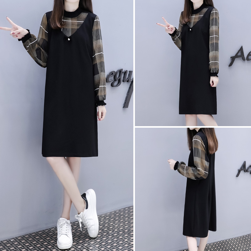 Mealiers Long Sleeve Dress Woman 2022 Spring new loose large size Covered Belly slim Straight Drum Dresses