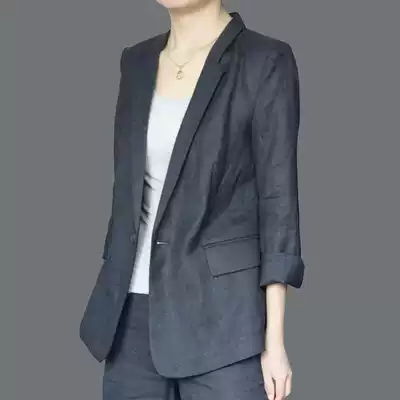 Linen suit women 2021 Autumn New slim casual hemp material slim single coat temperament small suit jacket