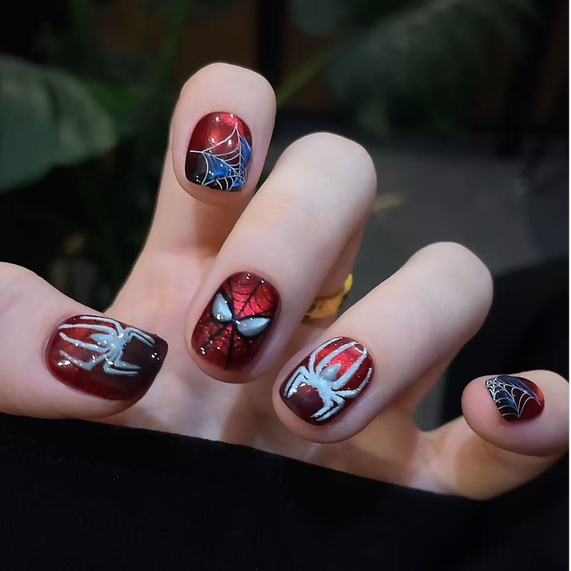 [Spider-Man (Luminous)] Purely Handmade Wearable Nails, 10-Piece Set, Personalized Limited Edition, Exquisite and High-End Feel