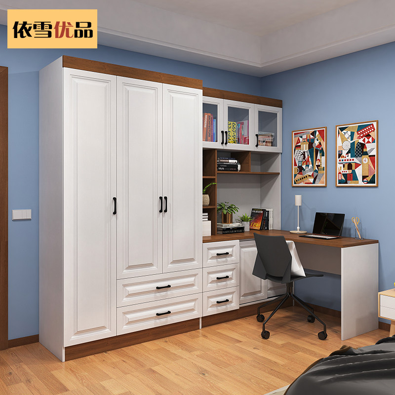 Corner bookcase computer desk study table one-piece combination wardrobe children's desk bookshelf integrated storage cabinet table