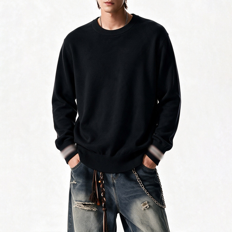 Season Mark Simple Solid Color Long-Sleeved Knitwear Casual Versatile Skin-Friendly Warm Couple Base Shirt Sweater Season Mark Simple Solid Color Long-Sleeved Knitwear Casual Versatile Skin-Friendly Warm Couple Base Shirt Sweater
