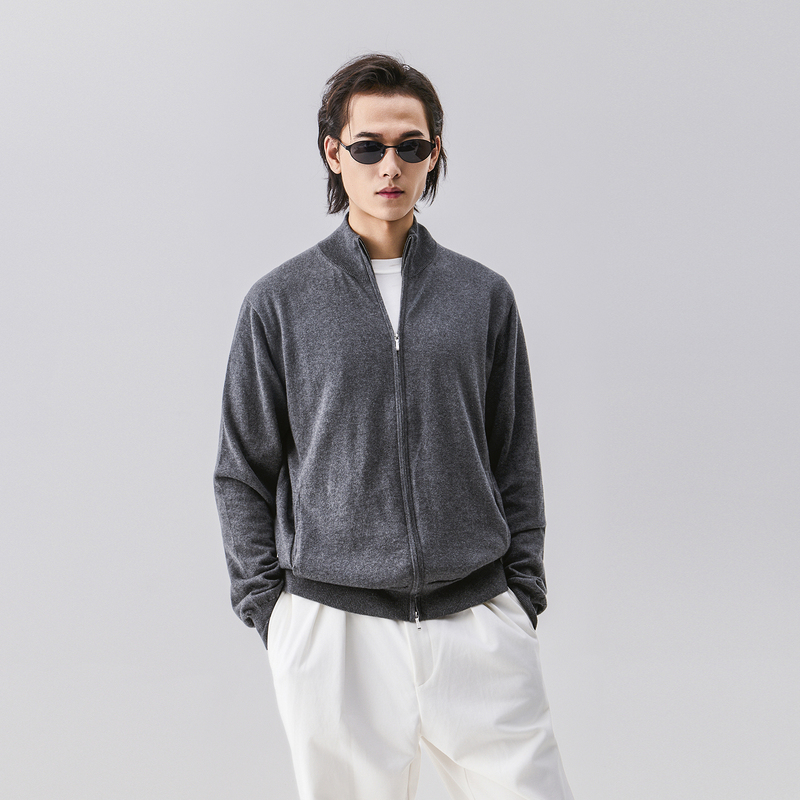 Seasonmark New Autumn Zipper Knit Sweater Casual Versatile Loose Simple Fashion Couple Warm Long Sleeve
