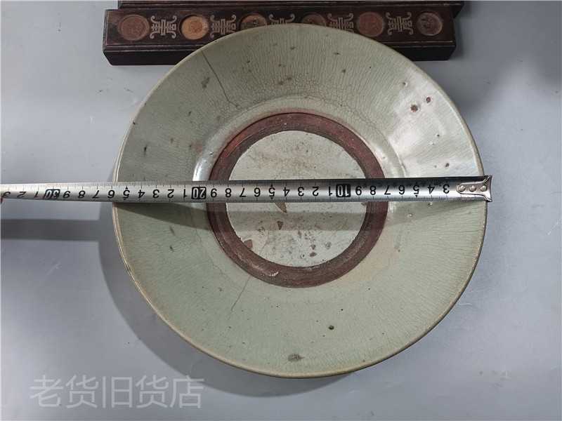Bag old bag opens door Old Ming late clean of the monochrome glaze glaze special large plate opening plate collection treasure 2